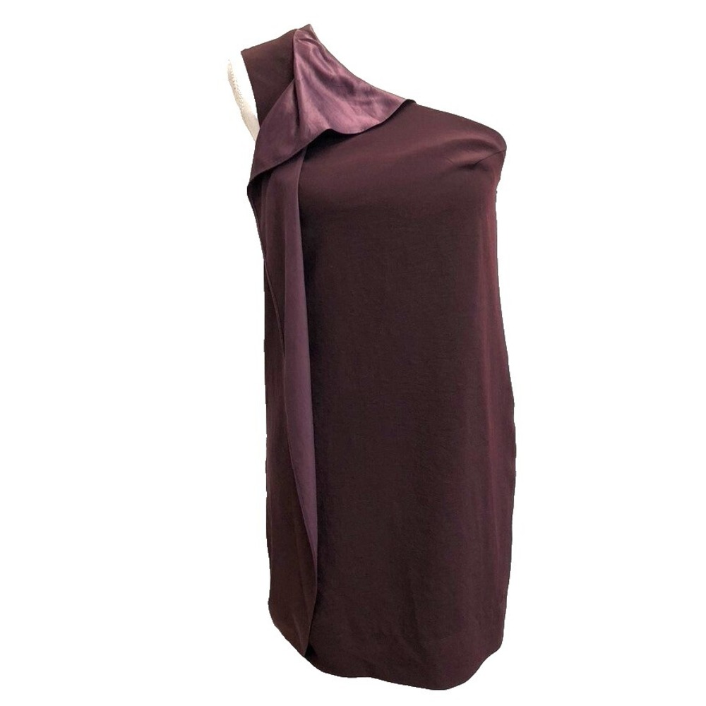Allsaints Dress Womens 4 Elaina Mini Oxblood Rouge Purple One Shoulder Going Out